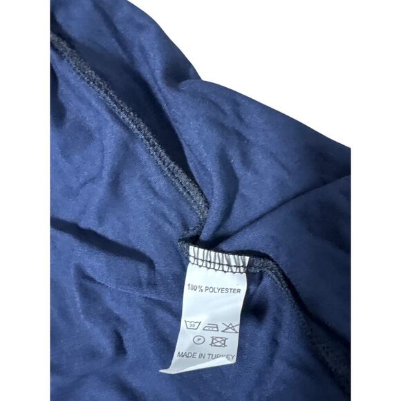 Angele Halter Wrap Maxi Dress Size L Navy Orange Y2K Resort Vibes Summer - Picture 3 of 5